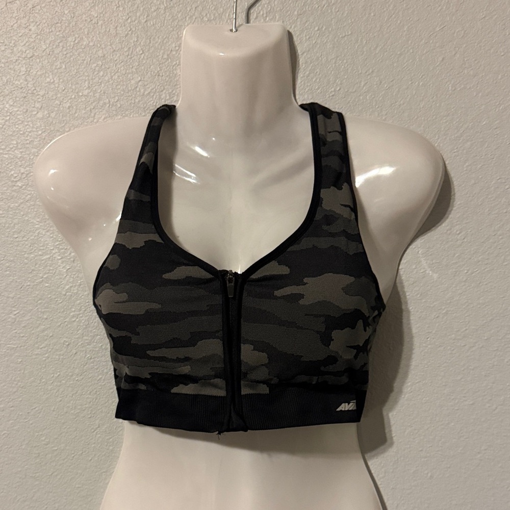 Avia Camouflage Sports Bra - Black and Gray